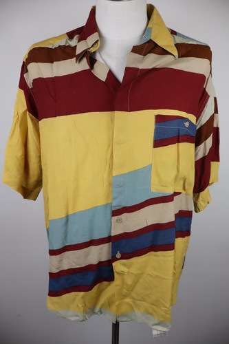 Pal Zileri, PAL ZILERI MENS SHIRT SIZE L CASUAL VINTAGE MAN SHIRT SHORT SLEEVE VISCOSE POCKET
