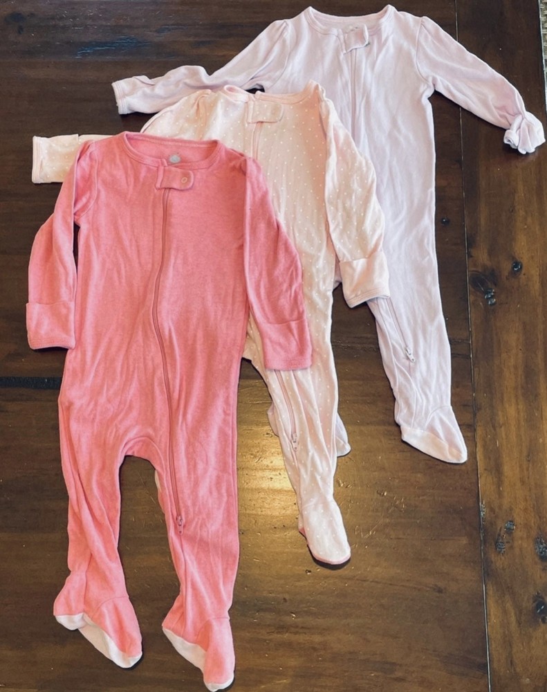 Cloud Island Pink Baby Sleepers 3-Pack Size 3-6M New With Tags
