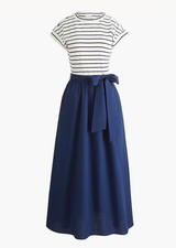 J. Crew Button-shoulder tie-waist knit mixy dress Sz S Nautical blue