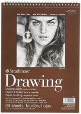 Strathmore 9x12 Medium Weight 400gsm Spiral Drawing Paper Pad 24 Sheets