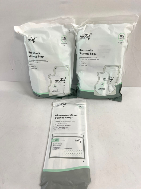 Motif Products: 2-100ct Breastmilk Storage Bags & 7 Pk Microwave Sterilizer Bags