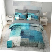 7 Pcs Size Comforter Set with 2 Pillowcases  2 Shams, Full Turquoise Teal
