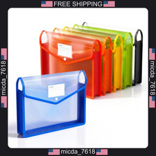 6 Pack A4 Plastic Document Folders with Snap Closure and Label Pocket