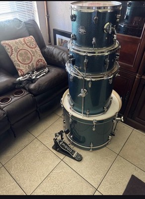 PDP New Yorker Drum Kit - Electric Green Sparkle, 4 Piece Kit (PDNY1604EL)