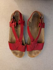 Haflinger Women's Red Leather Cork Sandals, Size 39/8, Adjustable, Resortwear