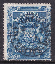 Rhodesia 1892 fine used British South Africa Company one pound value
