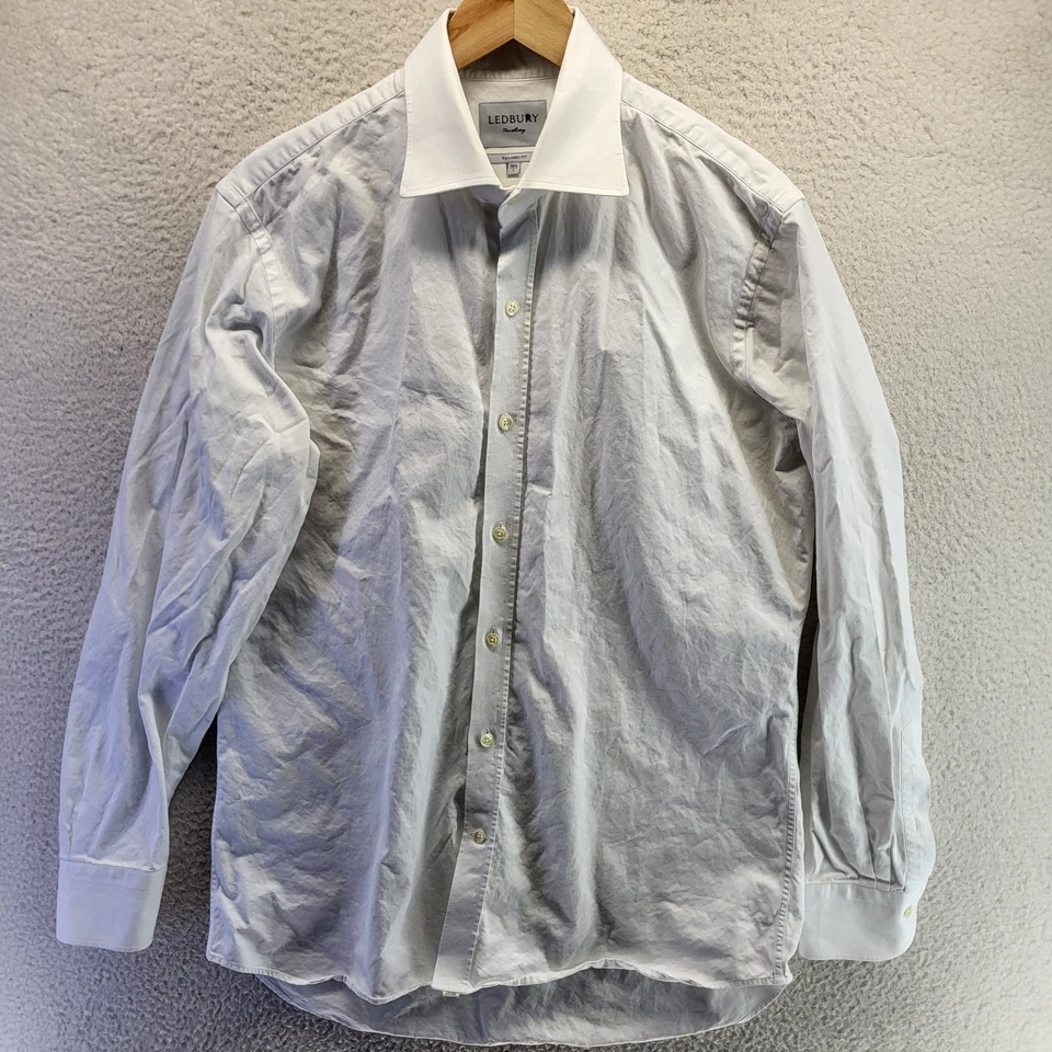 Camisa de vestir de lujo de algodón ajuste a medida LEDBURY para hombre 16,5 grande Foto 2 de 4