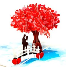 3D Pop Up Greeting Card Heart Flower Floral C...