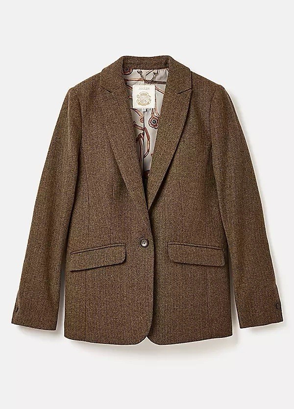 Joules Bramble Tweed Blazer Size 14/42 Brown