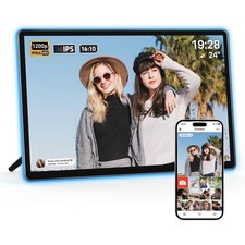 Neon Light Digital Picture Frame with 14 inch 2K FHD Display AI Color Changing