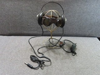 WWII GERMAN PANZER HEADPHONES THROAT MIC GOGGLES ALL ORIGINAL NICE LOOKING