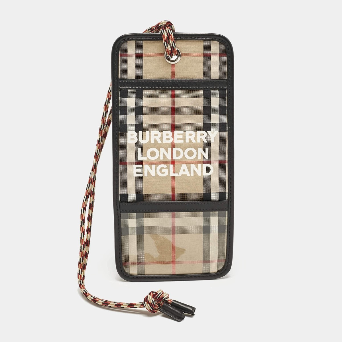 Burberry Beige Vintage Check Canvas Lanyard Card Holder | eBay