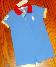 POLO RALPH LAUREN AUTHENTIC BABY BOYS BRAND NEW ORIGINAL ROMPER Size 9M, NWT