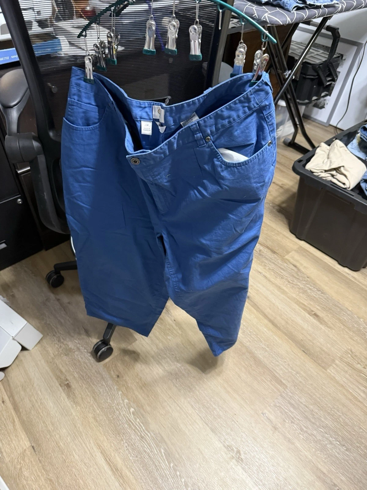 Talbots Women’s Blue Stretch Cotton Twill Capri Pants Straight Leg 16W 20in