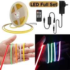 Bright 12V 5M 16.4ft COB 480leds/m LED Flexible Strip light Dimmable Remote Powe
