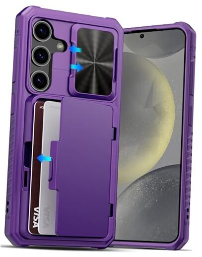for Samsung Galaxy Wallet Case, Built-in Card Holder(Store 4-5 S24 Dark Purple