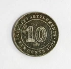 Mazuma *MC1847 Straits Settlements King Edward VII 1902 10 Cents Silver Coin AVF