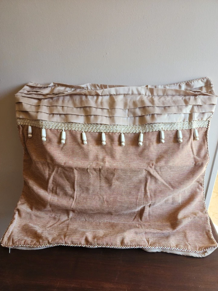 Set of 2 Croscill Birmingham Euro Tasseled Stripes Red Gold Pillow Shams - Image 3 of 4