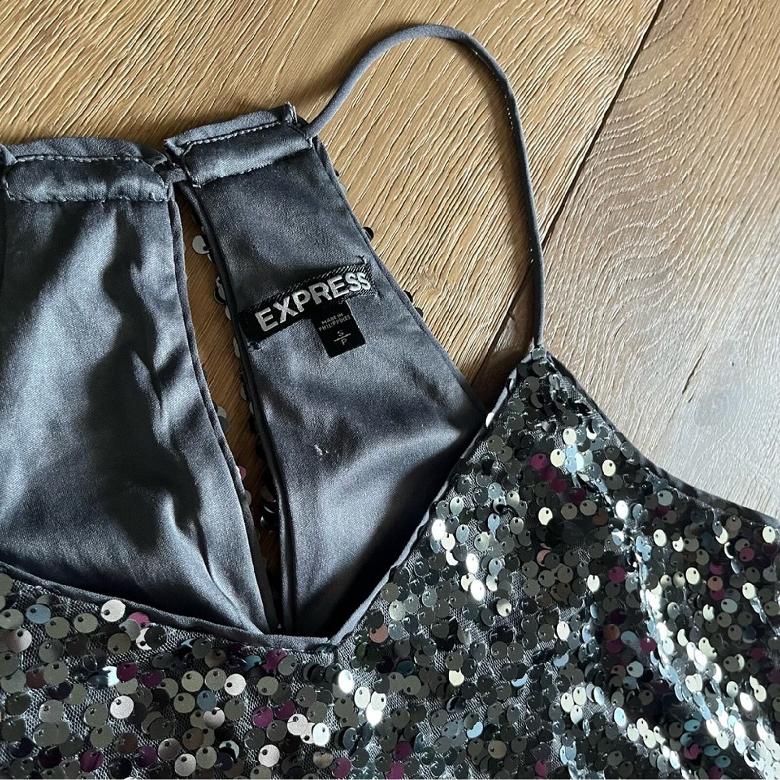 Express Sequin Dress Silver small - image 4