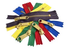 YKK 5 7" Brass with Long Pull Non-Lock Metal Zipper Closed End Made in USA 5pcs