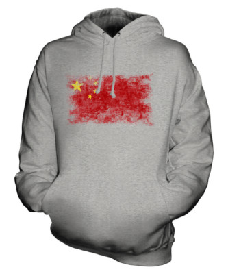 CHINA DISTRESSED FLAG UNISEX HOODIE OBERTEIL ZHONGGUO VOLKSREPUBLIK CHINESE