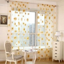 Sunflower Pattern Net Curtain Voile Kitchen Window Room Blind Screening Curtain◈
