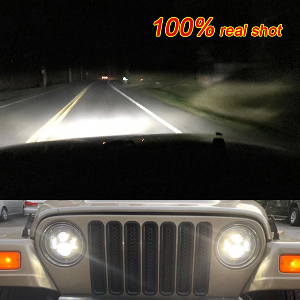 Combo de faros LED + luces traseras DOT de 7 pulgadas para Jeep Wrangler TJ 1997-2006 Foto 3 de 4