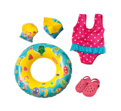 Heless 88 Puppenschwimmset mit Badeanzug und Clogs für Puppengröße 35-45cm
