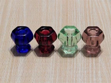 Vintage Glass Knobs For Cabinets Furniture Drawers Hexagonal Medium