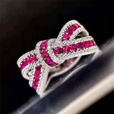 2Ct Round Cut Natural Red Ruby Half Eternity Wedding Band 925 Sterling Silver