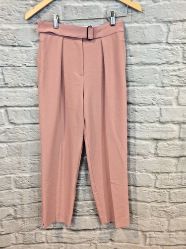 TOPSHOP Mujer Rosa Polvoriento Con cinturón Pantalones de cultivo Frente  Plisado Pantalones Talla 2 de EE. UU. | eBay