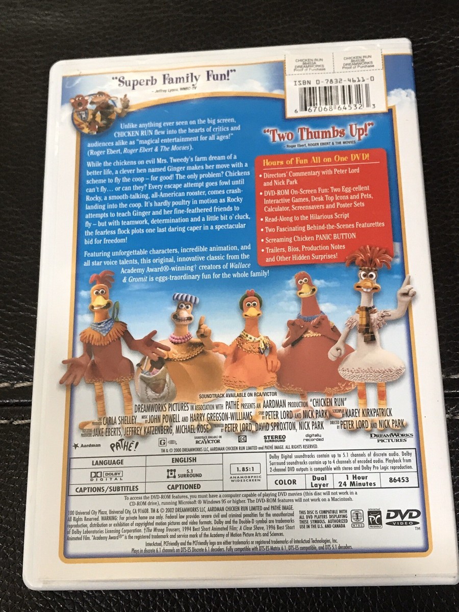 Chicken Run (DVD, 2000, Widescreen) Dreamworks Animation Family