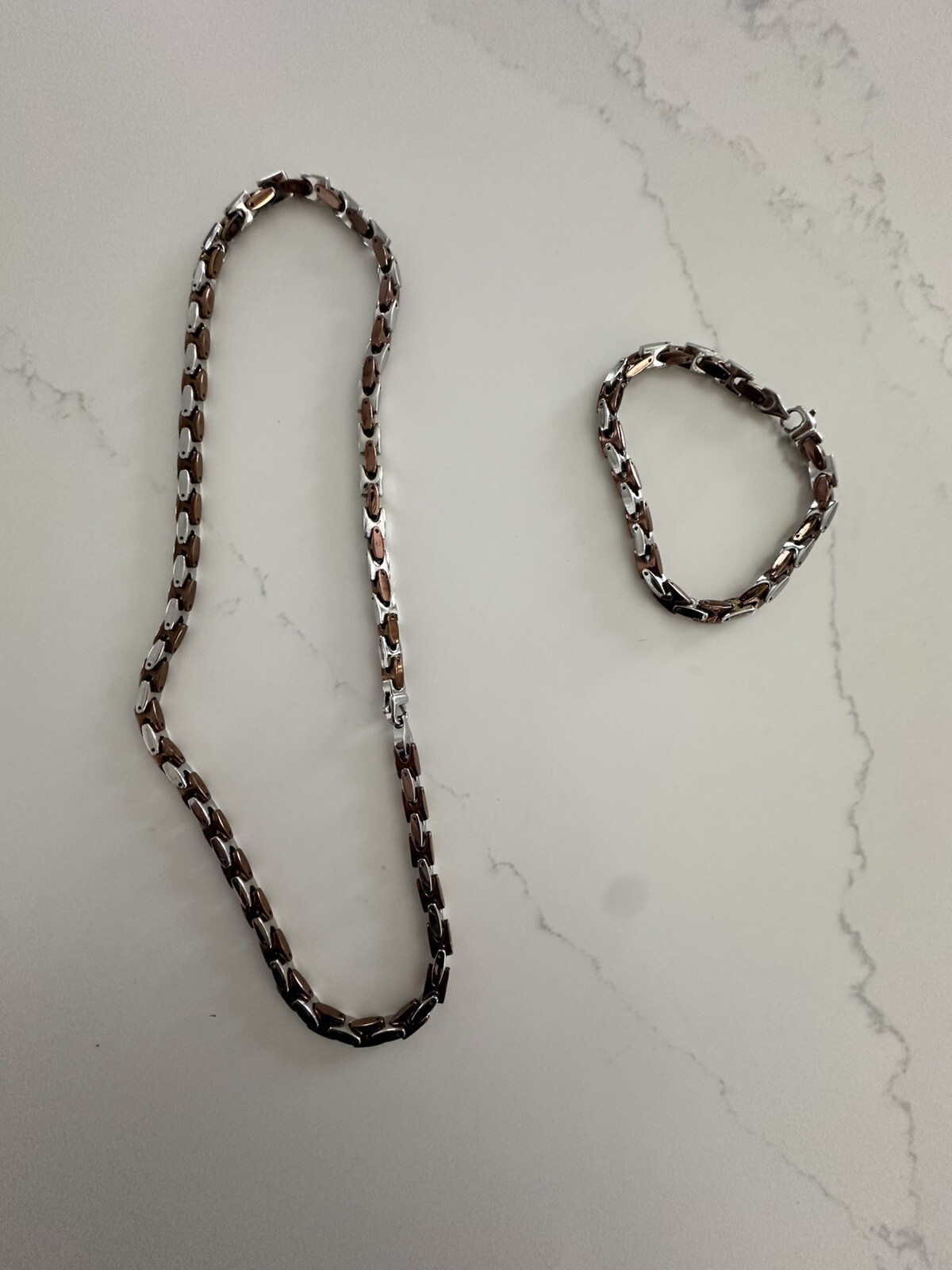 Shaquille O'Neal Zales 2 Toned Chain Necklace And Bracelet Set