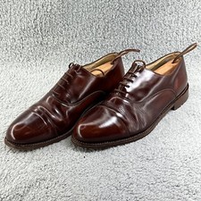 Leopardo Size 11 45 Cap Toe Dress Shoes Brown Leather Lace Up Made In USA 2051