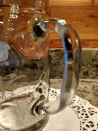 GENTLY USED HOFBRAUHAUS LARGE 1 LITER DIMPLE GLASS BEER MUG - Picture 7 of 10