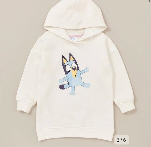 Girls size 8 Genuine BLUEY Cream long hoodie top and mauve leggings set NEW 6640 - Picture 3 of 6