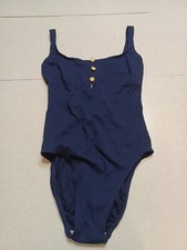 Longitude Women's Swimsuit Size 12 Tall Navy Blue Gold Buttons One-piece