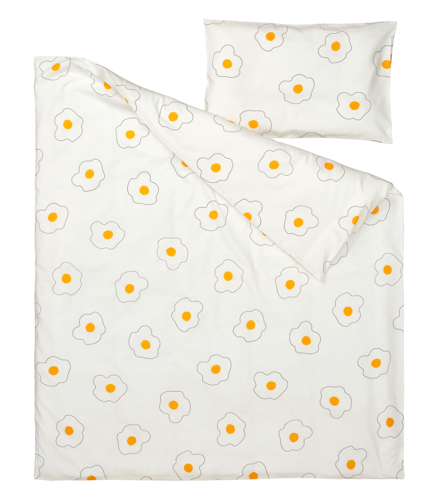 IKEA OGONLOCKSMAL 3-piece bedlinen set for cot flower white yellow