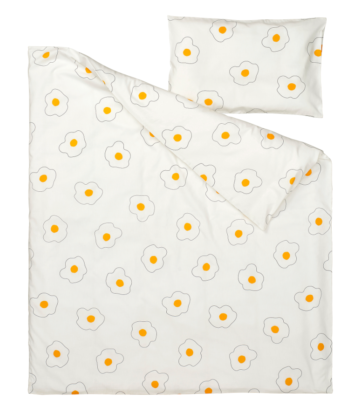 IKEA OGONLOCKSMAL 3-piece bedlinen set for cot flower white yellow