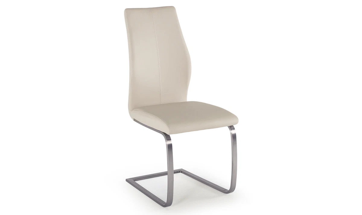 Taupe Faux Leather Brushed Steel Dining Chair Price is Per Chair KLARA