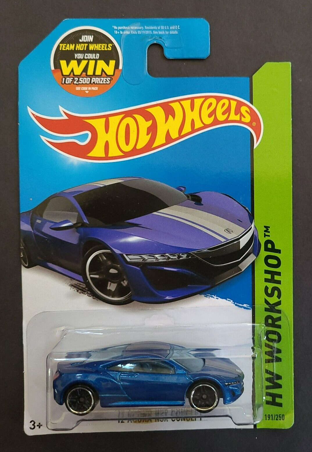 2015 Hot Wheels HW Workshop '12 Acura NSX Concept, Blue Collector #191