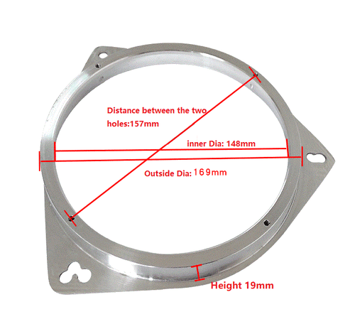 Anillo de altavoz de aluminio de 6,5" 6,5 pulgadas anillos espaciadores de montaje de altavoz de 19 mm de alto 2 piezas - Imagen 2 de 4