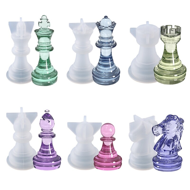 UV Crystal Epoxy Chess Pieces Mold for Resin Casting and Handmade Decor