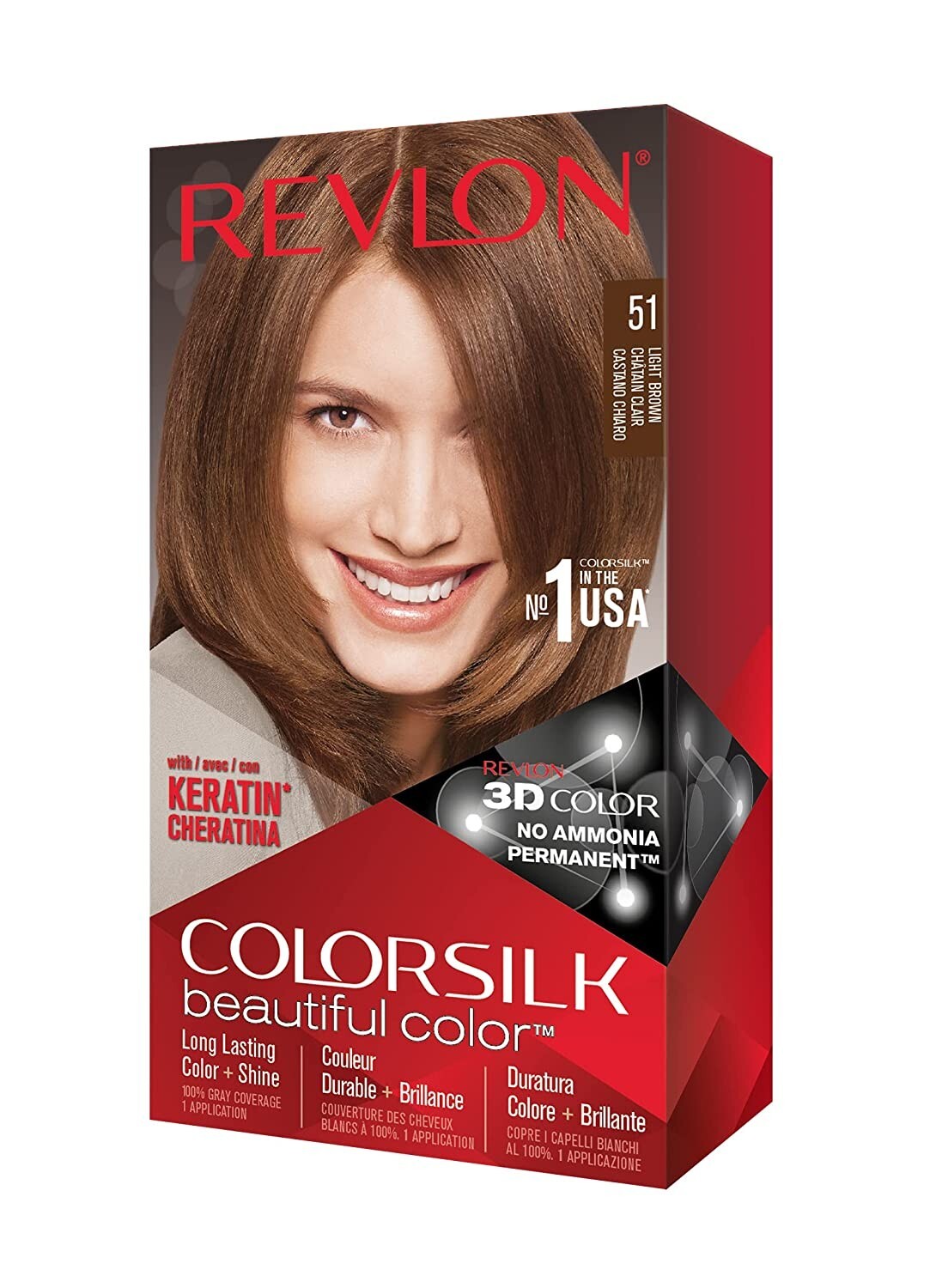 REVLON COLORSILK 3D COLOR - 51 LIGHT BROWN - 1 APPLICATION