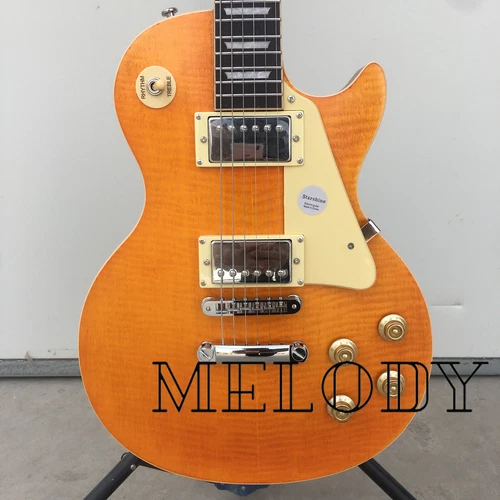 Standard Vintage Relic Les Paul Electric Guitar Flame Maple Top 22 Frets Orange