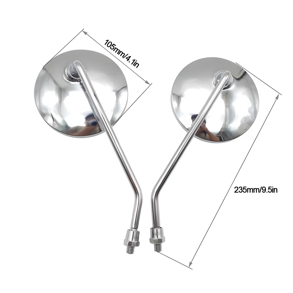 Pair Chrome Motorcycle Rearview Mirrors For Honda CB350 CB450 CB500 CB550 CB650 - Image 2 of 4