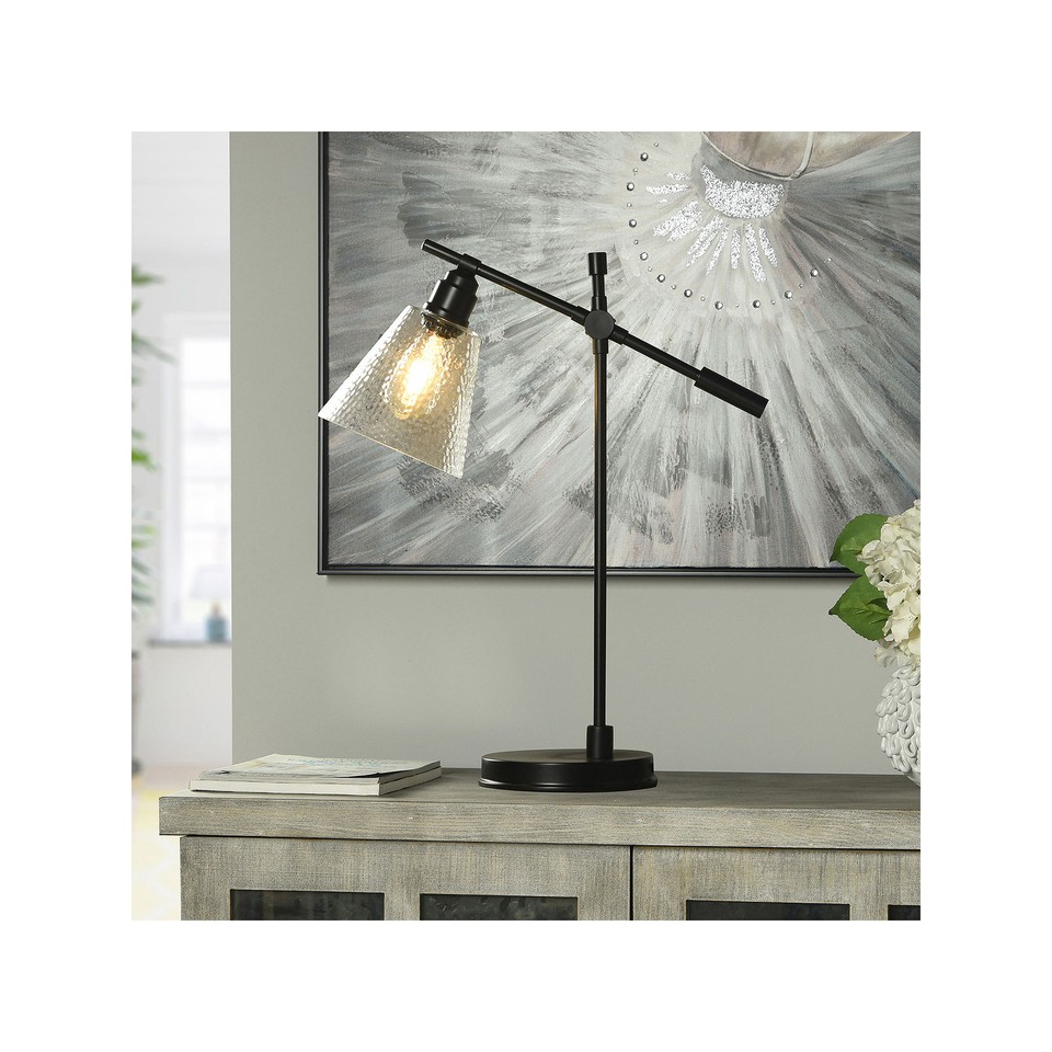 Collective Design By Stylecraft Black With Glass Shade Desk Lamp