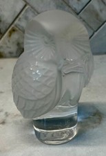 Signed Lalique Owl Paperweight