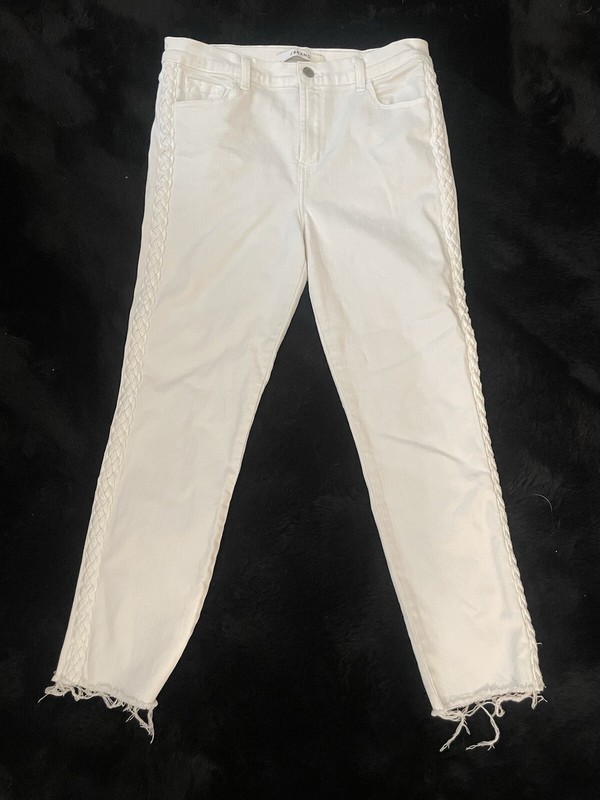 J Brand Women's Size 29 Blanc White Braid Ruby High Rise Crop Cigarette Jeans