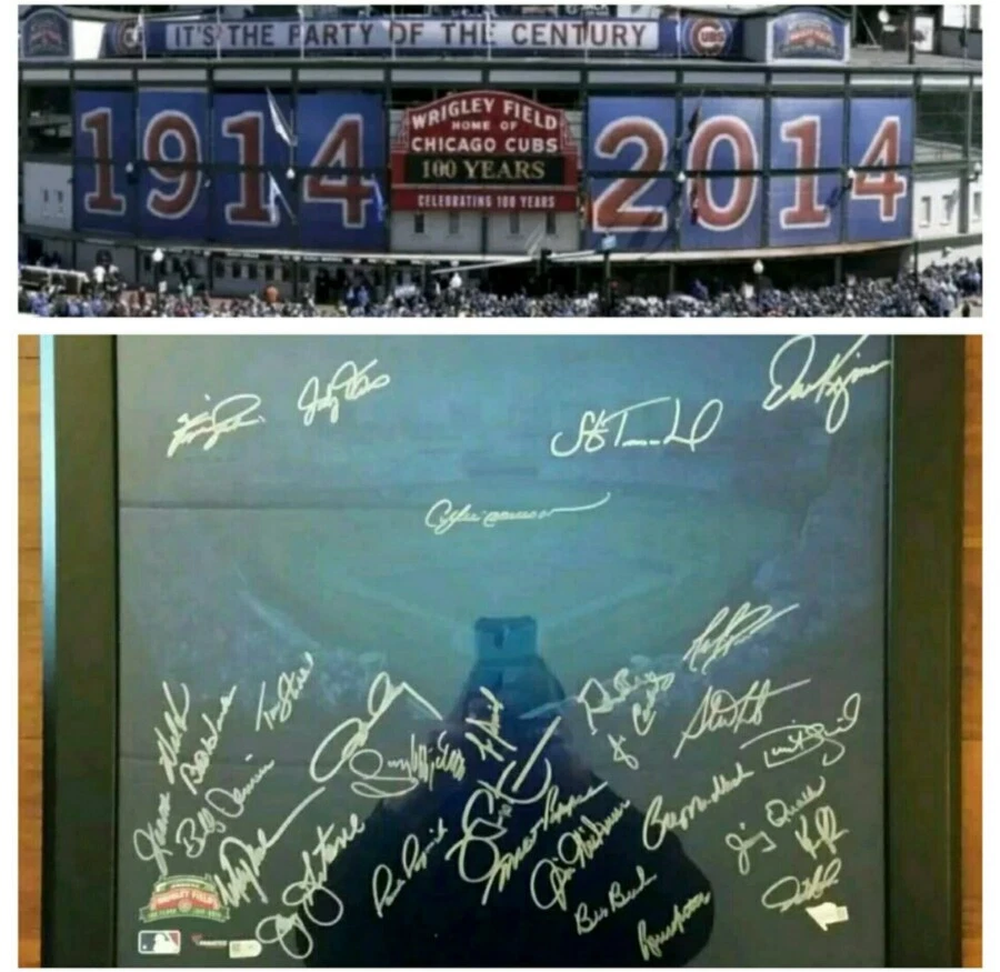 100 Years Wrigley Field Framed 16x20 Cubs 29 Autograph Bruce Sutter Andre Dawson - Image 2 of 4